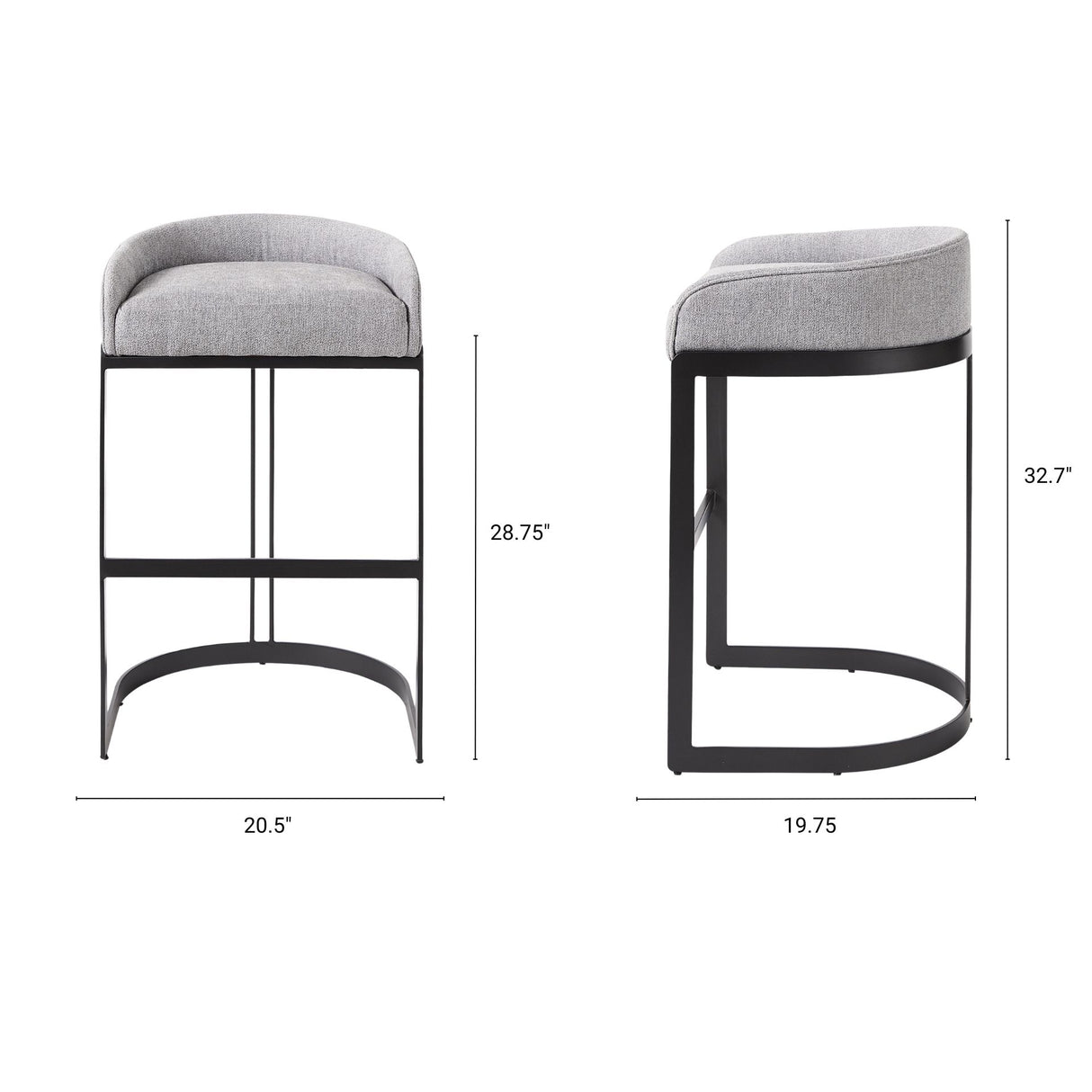 Hollyfield II Gray Fabric Seat W/ Gray Metal Base Bar Stool from Mercana - Luna Furniture