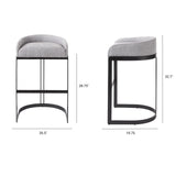 Hollyfield II Gray Fabric Seat W/ Gray Metal Base Bar Stool from Mercana - Luna Furniture