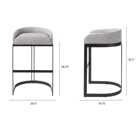Hollyfield II Gray Fabric Seat W/ Gray Metal Base Bar Stool from Mercana - Luna Furniture