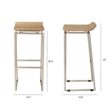 Givens 31.8"H Seat Height Brown Wood W/Silver Metal Frame Barstool from Mercana - Luna Furniture
