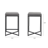 Frodo 26.4H Gray Fabric Seat W/Black Iron Frame Counter Stool from Mercana - Luna Furniture