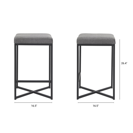 Frodo 26.4H Gray Fabric Seat W/Black Iron Frame Counter Stool from Mercana - Luna Furniture