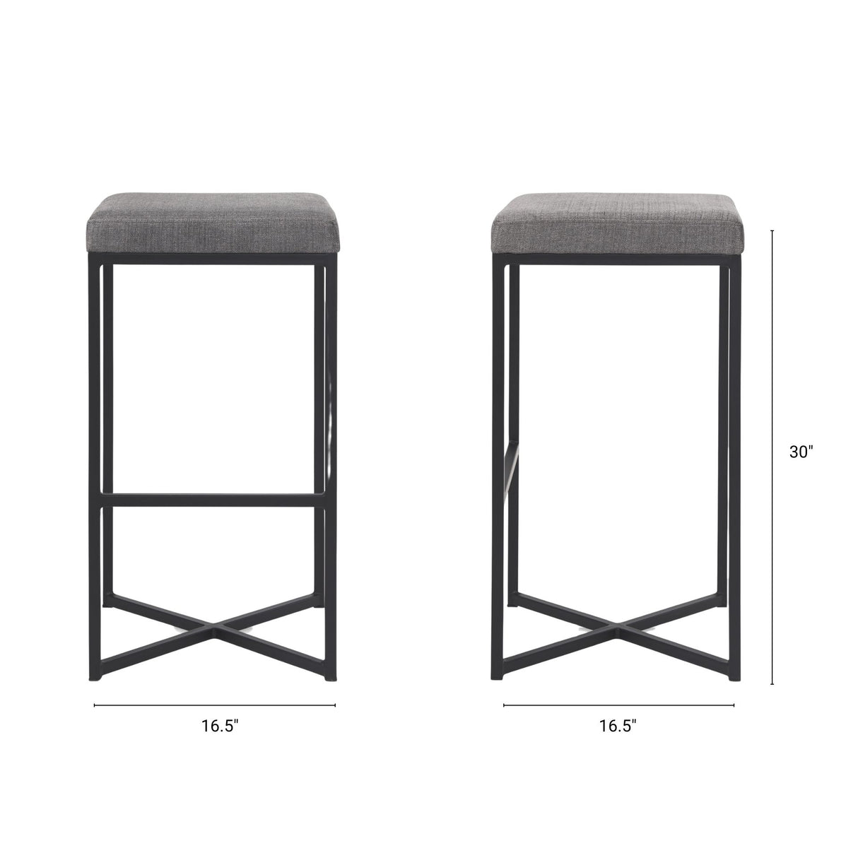 Frodo 29.75H Gray Fabric Seat W/Black Iron Frame Bar Stool from Mercana - Luna Furniture