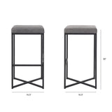 Frodo 29.75H Gray Fabric Seat W/Black Iron Frame Bar Stool from Mercana - Luna Furniture