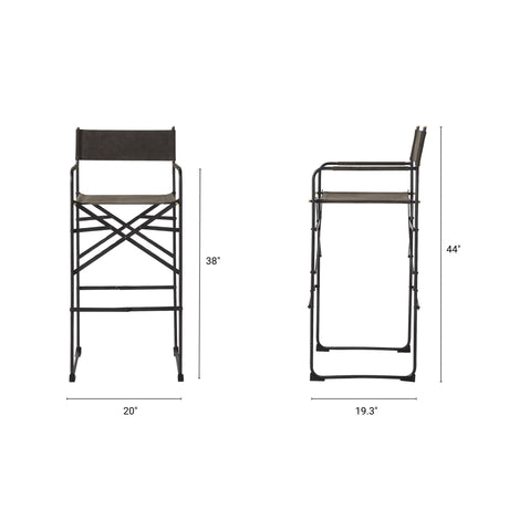 Direttore 19.3L x 19.3W x 44.1H Brown/Gray Suede W/ Metal Frame Bar Stool from Mercana - Luna Furniture