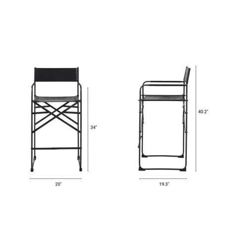 Direttore 19.3L x 19.3W x 40.2H Black Leather W/Black Frame Counter Stool from Mercana - Luna Furniture