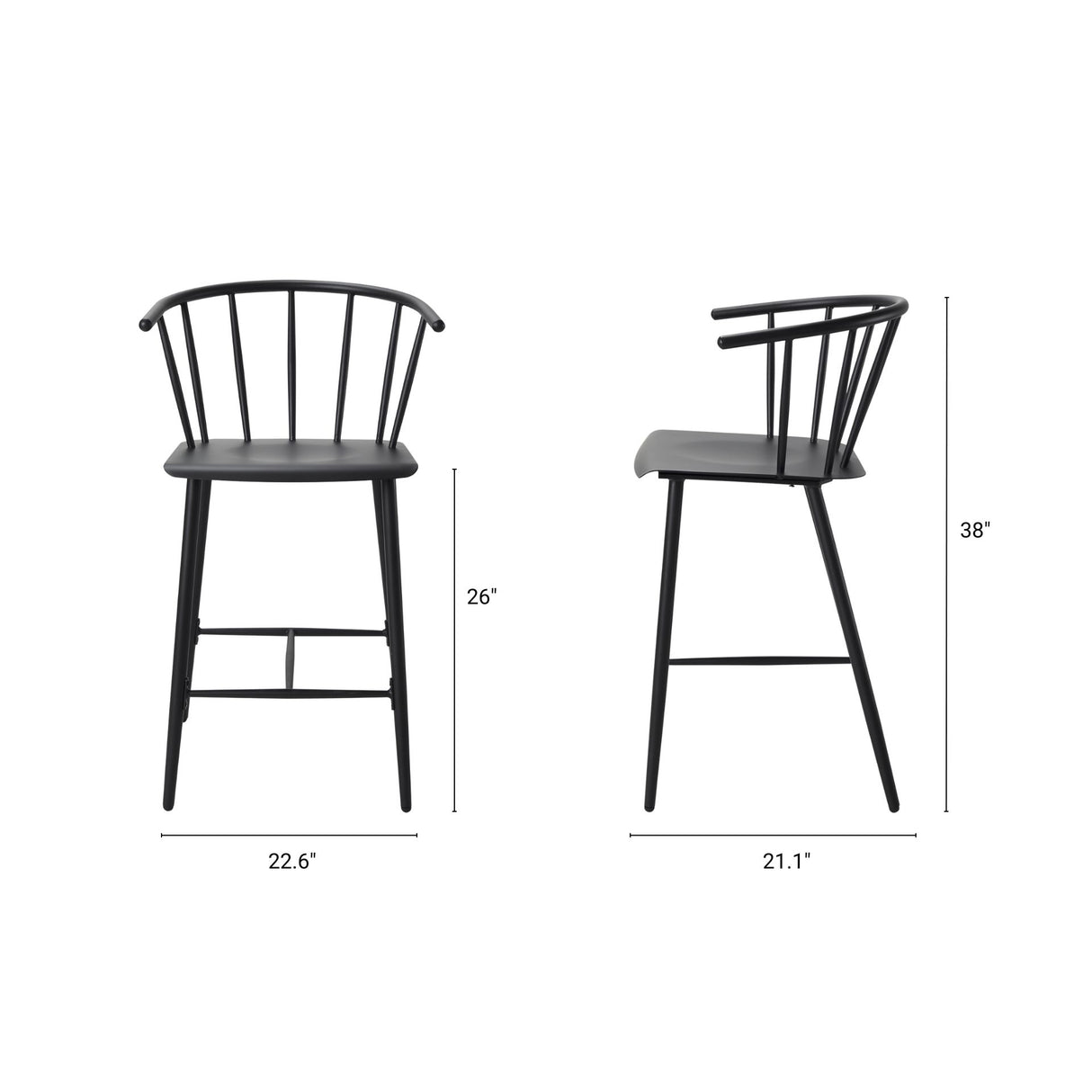 Colin Black Metal Counter Stool from Mercana - Luna Furniture