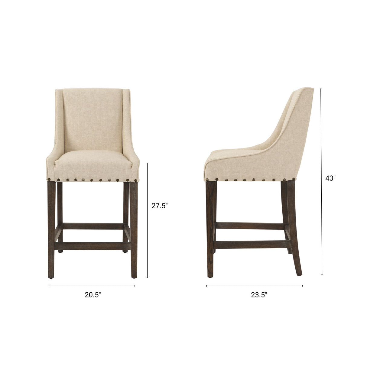Kensington Cream Fabric Seat Brown Wood Frame Counter Stool from Mercana - Luna Furniture