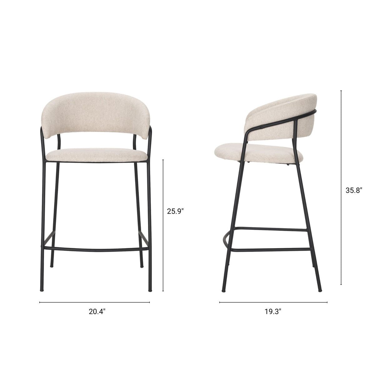 Carolyn Counter Stool w/ Oatmeal Fabric & Matte Black Metal from Mercana - Luna Furniture