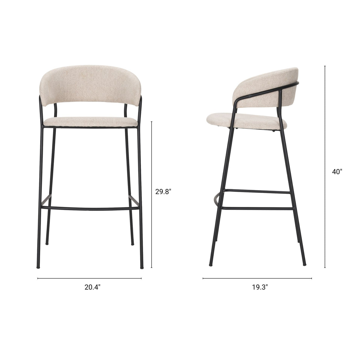 Carolyn Bar Stool w/ Oatmeal Fabric & Matte Black Metal from Mercana - Luna Furniture