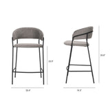 Carolyn Counter Stool w/ Gray Fabric & Matte Black Metal from Mercana - Luna Furniture