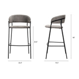 Carolyn Bar Stool w/ Gray Fabric & Matte Black Metal from Mercana - Luna Furniture