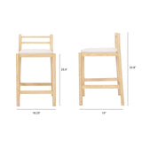 Sam Counter Stool W/ Light Brown Wood Frame and Beige Upholstered Seat from Mercana - Luna Furniture