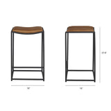 Taniel Brown Leather w/ Black Metal Counter Stool from Mercana - Luna Furniture