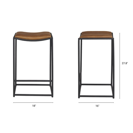 Taniel Brown Leather w/ Black Metal Counter Stool from Mercana - Luna Furniture