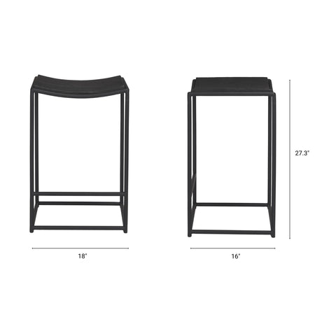 Taniel Textured Black Wood w/ Black Metal Counter Stool from Mercana - Luna Furniture