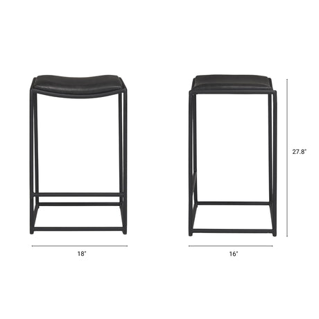 Taniel Black Leather w/ Black Metal Counter Stool from Mercana - Luna Furniture
