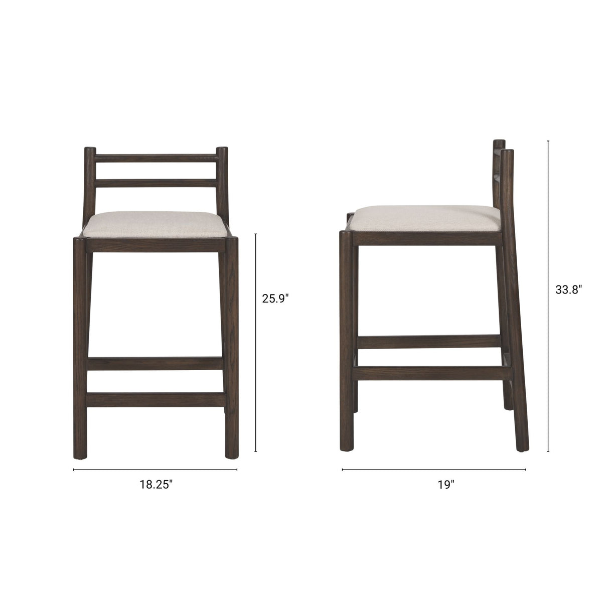 Sam Dark Brown Wood w/ Cream Fabric Counter Stool from Mercana - Luna Furniture