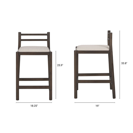 Sam Dark Brown Wood w/ Cream Fabric Counter Stool from Mercana - Luna Furniture