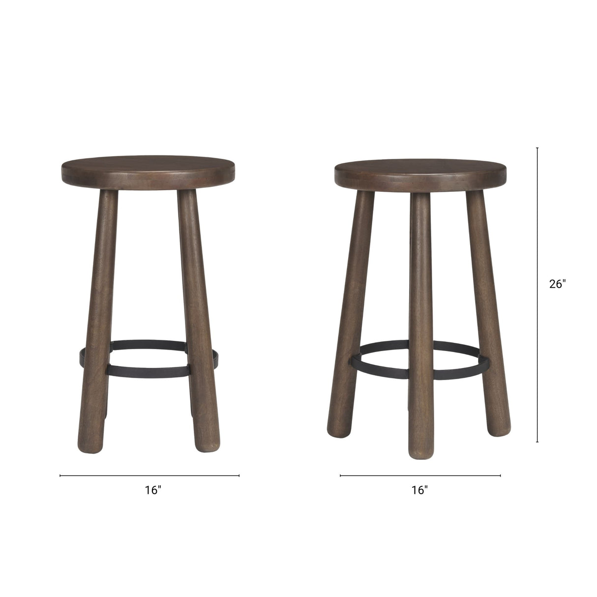 Weldon Dark Brown Wood w/ Matte Black Metal Counter Stool from Mercana - Luna Furniture