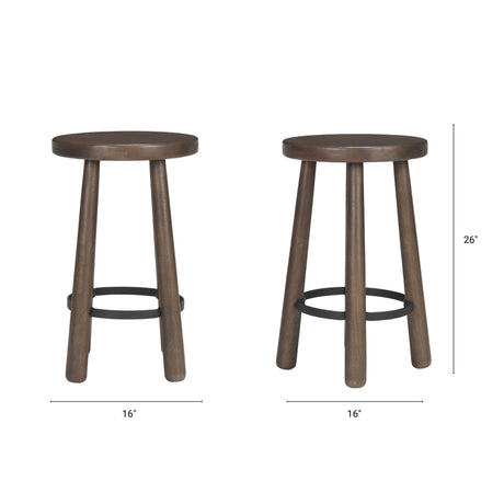 Weldon Dark Brown Wood w/ Matte Black Metal Counter Stool from Mercana - Luna Furniture
