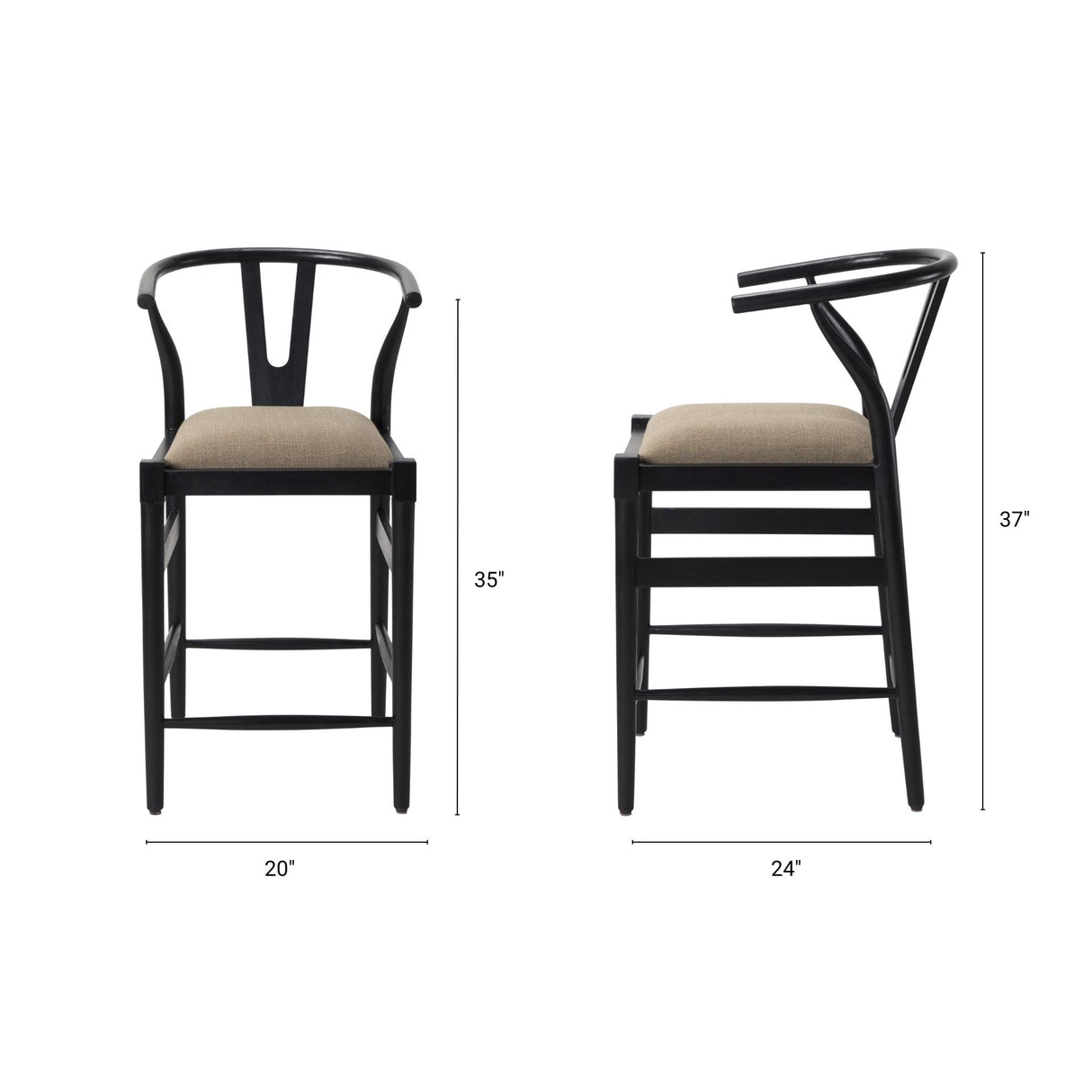 Trixie Black Wood Frame w/ Dark Taupe Fabric Seat Counter Stool from Mercana - Luna Furniture