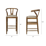 Trixie Cream Upholstered Seat Brown Wood Frame Bar Stool from Mercana - Luna Furniture