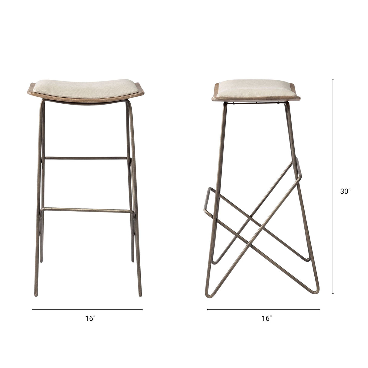 Katniss 30" Total Height Cream Fabric Seat Gold Metal Frame Bar Stool from Mercana - Luna Furniture