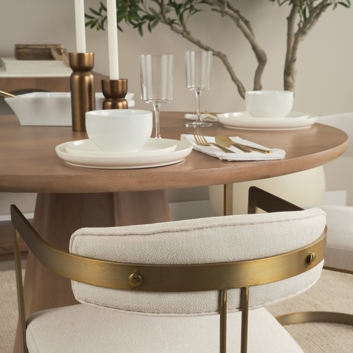 Hollyfield II Cream Fabric Seat W/ Gold Iron Frame Dining Chair from Mercana - Luna Furniture
