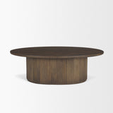 Terra 48L x 28W x 15H Dark Brown Wood Oval Fluted Coffee Table from Mercana - Luna Furniture