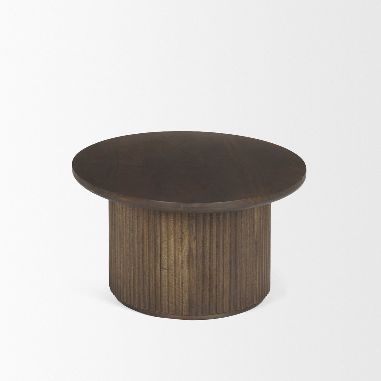 Terra 48L x 28W x 15H Dark Brown Wood Oval Fluted Coffee Table from Mercana - Luna Furniture