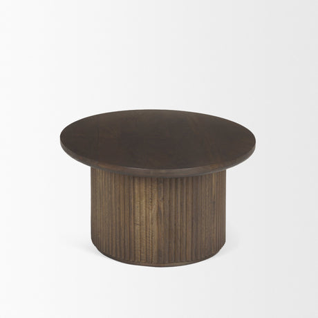 Terra 48L x 28W x 15H Dark Brown Wood Oval Fluted Coffee Table from Mercana - Luna Furniture