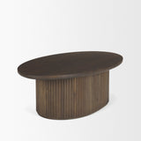 Terra 48L x 28W x 15H Dark Brown Wood Oval Fluted Coffee Table from Mercana - Luna Furniture