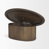 Terra 48L x 28W x 15H Dark Brown Wood Oval Fluted Coffee Table from Mercana - Luna Furniture