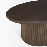 Terra 48L x 28W x 15H Dark Brown Wood Oval Fluted Coffee Table from Mercana - Luna Furniture
