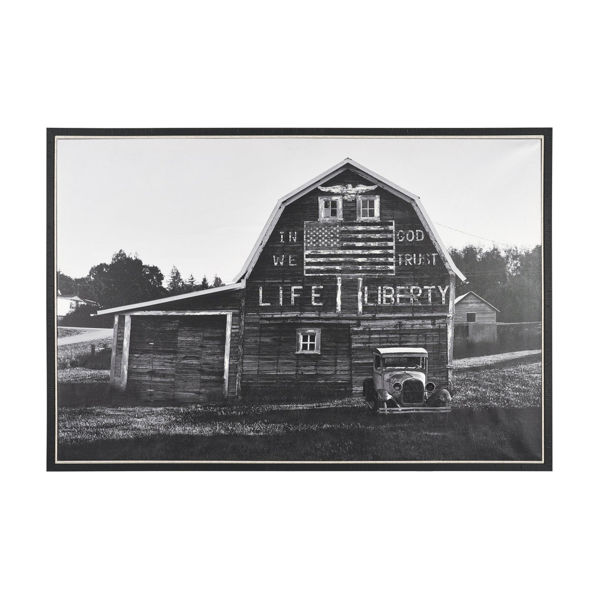 In God We Trust Barn by David Reams a Hand Embellished Textured Framed Canvas Photo Print from Mercana - Luna Furniture