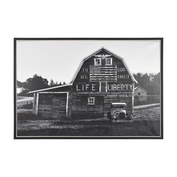 In God We Trust Barn by David Reams a Hand Embellished Textured Framed Canvas Photo Print