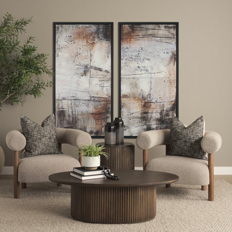 Terra 48L x 28W x 15H Dark Brown Wood Oval Fluted Coffee Table from Mercana - Luna Furniture