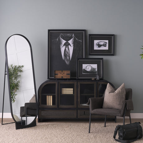 Harvey 13.0L x 4.5W x 8.1H Black Metal and Wood Rectangular Table Clock from Mercana - Luna Furniture