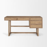 Grier 60" Light Brown Solid Wood W/Cane Office Desk from Mercana - Luna Furniture