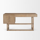 Grier 60" Light Brown Solid Wood W/Cane Office Desk from Mercana - Luna Furniture