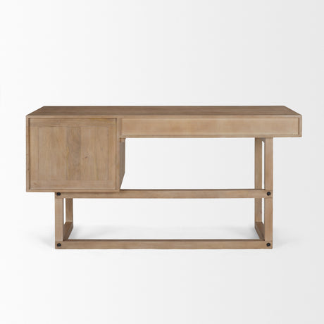 Grier 60" Light Brown Solid Wood W/Cane Office Desk from Mercana - Luna Furniture