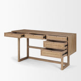 Grier 60" Light Brown Solid Wood W/Cane Office Desk from Mercana - Luna Furniture