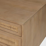 Grier 60" Light Brown Solid Wood W/Cane Office Desk from Mercana - Luna Furniture