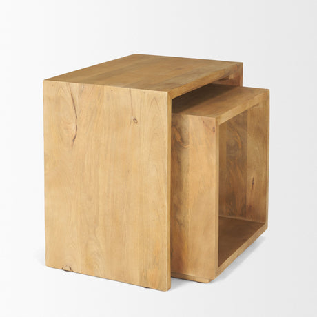 Alanna 22.0L x 15.0W x 22.0H Set of 2 Brown Wood Nesting Accent Tables from Mercana - Luna Furniture