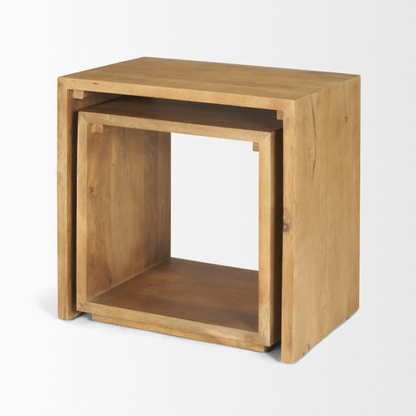 Alanna 22.0L x 15.0W x 22.0H Set of 2 Brown Wood Nesting Accent Tables from Mercana - Luna Furniture