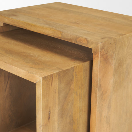 Alanna 22.0L x 15.0W x 22.0H Set of 2 Brown Wood Nesting Accent Tables from Mercana - Luna Furniture
