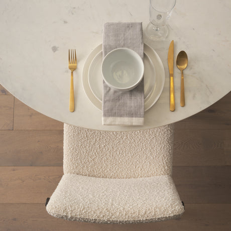 Cavett Cream Boucle Upholstered Seat W/Dark Brown Wood Frame Dining Chair, Set of 2 from Mercana - Luna Furniture
