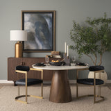 Hollyfield II Black Leather Seat Gold Iron Frame Dining Chair from Mercana - Luna Furniture