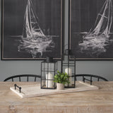 Alfred 35L x 16W Natural Wooden Herringbone Rectangular Tray from Mercana - Luna Furniture